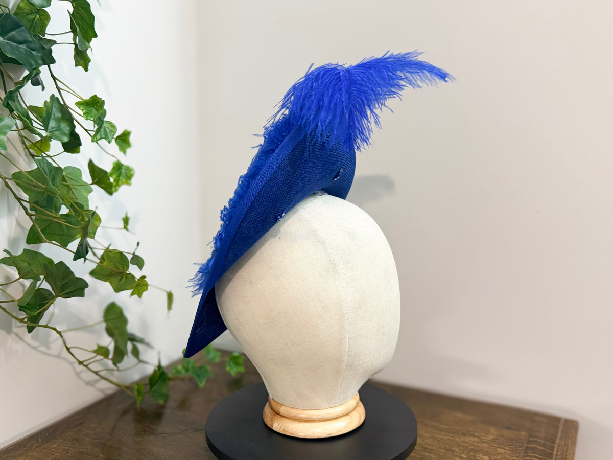 Cobalt Duchess - Heart Shaped Fascinator in Royle Blue