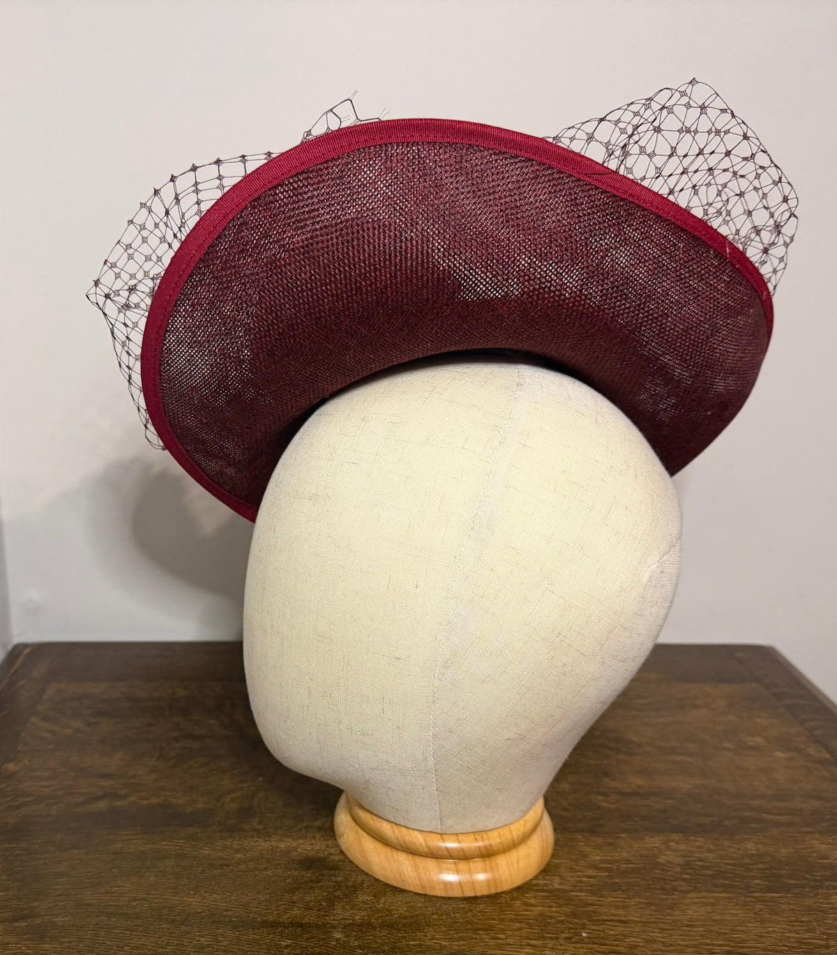 Garnet Heart Hat: Layered Dahlias, Glittered Foliage, AB Crystal Trim (Handmade)