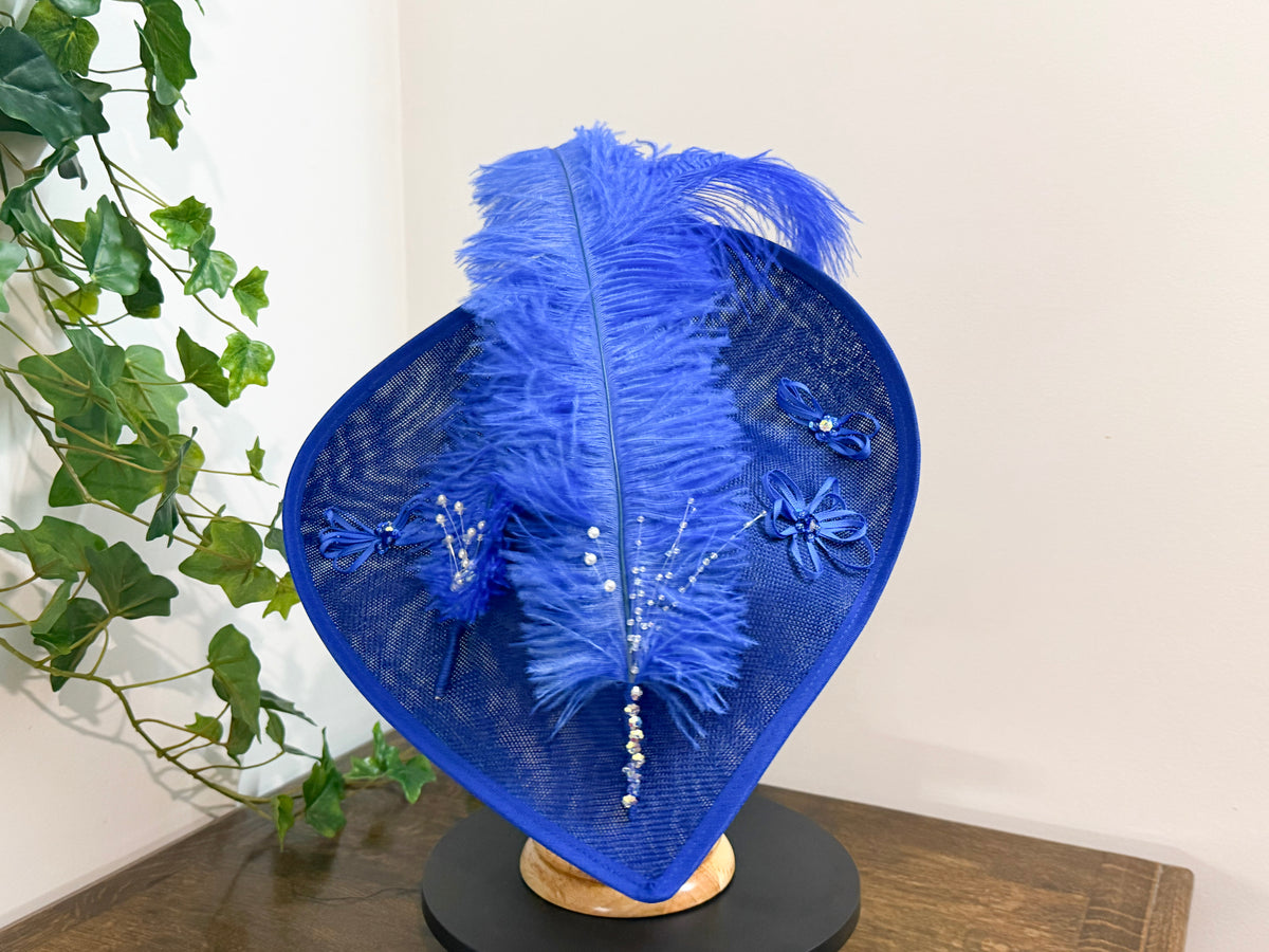 Cobalt Duchess - Heart Shaped Fascinator in Royle Blue