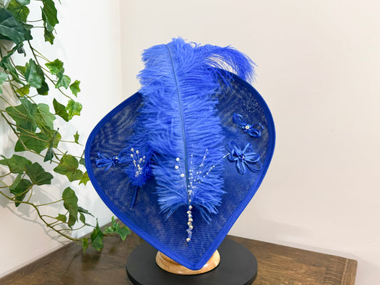 Cobalt Duchess - Heart Shaped Fascinator in Royle Blue