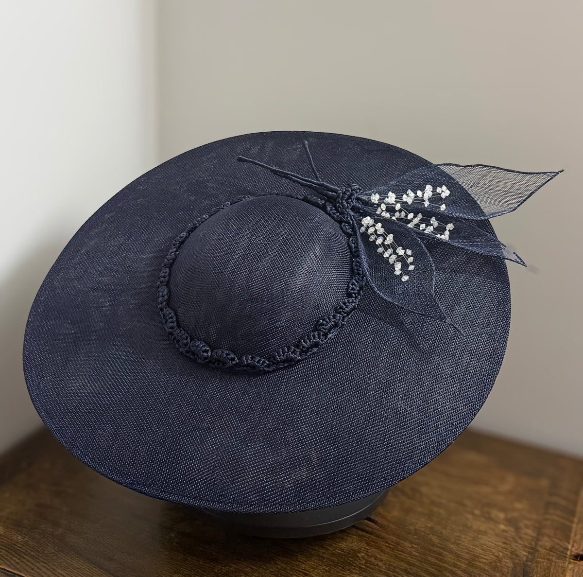 Interlaced Indigo - Traditional Shaped Navy Blue Saucer Fascinator