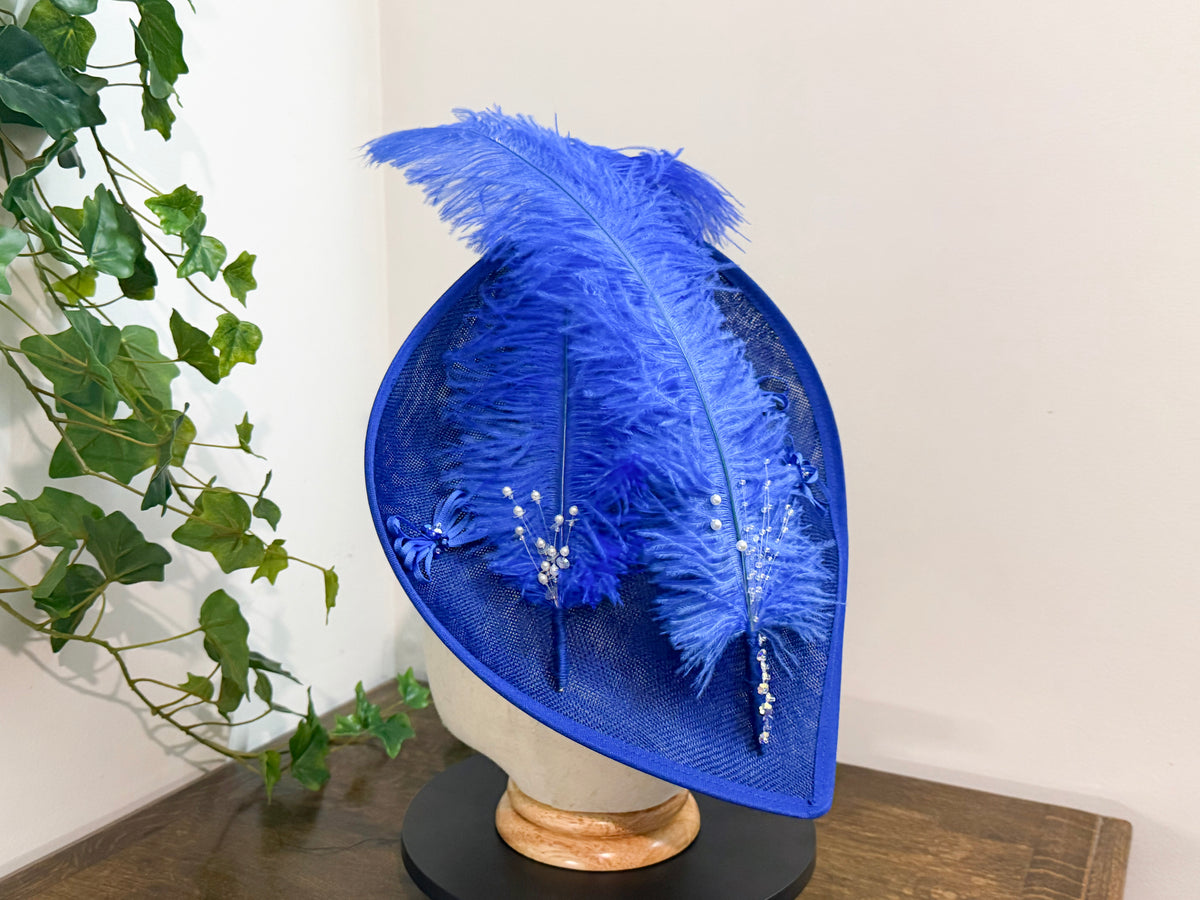 Cobalt Duchess - Heart Shaped Fascinator in Royle Blue