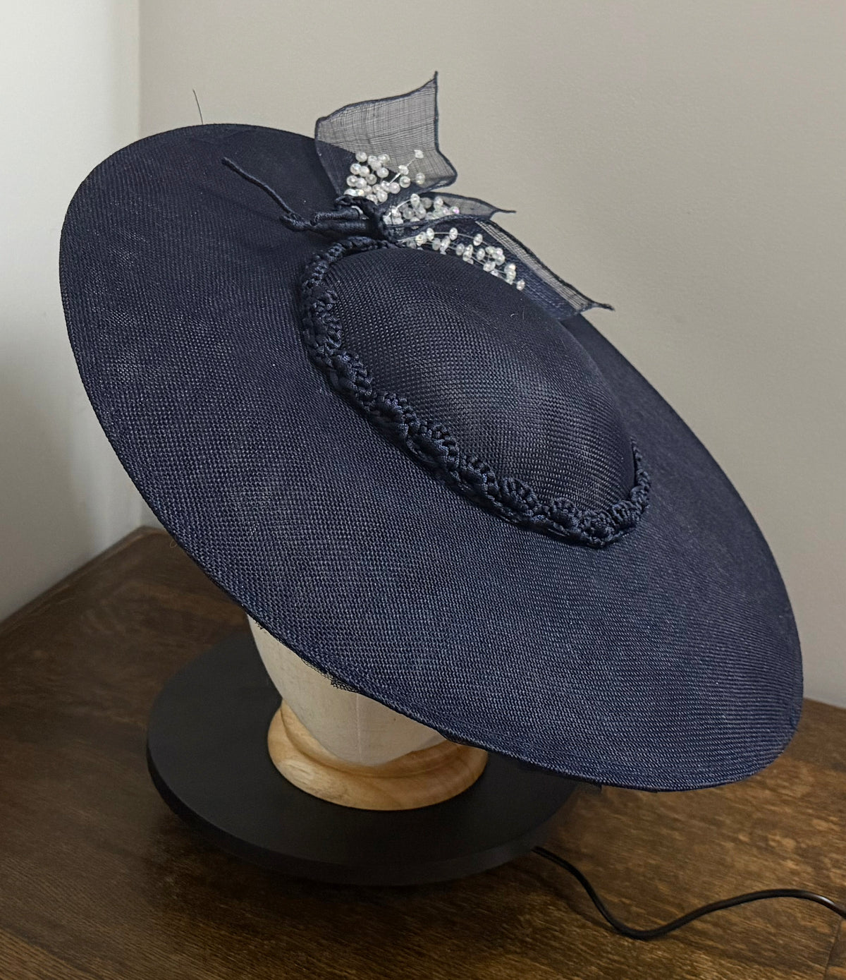 Interlaced Indigo - Traditional Shaped Navy Blue Saucer Fascinator