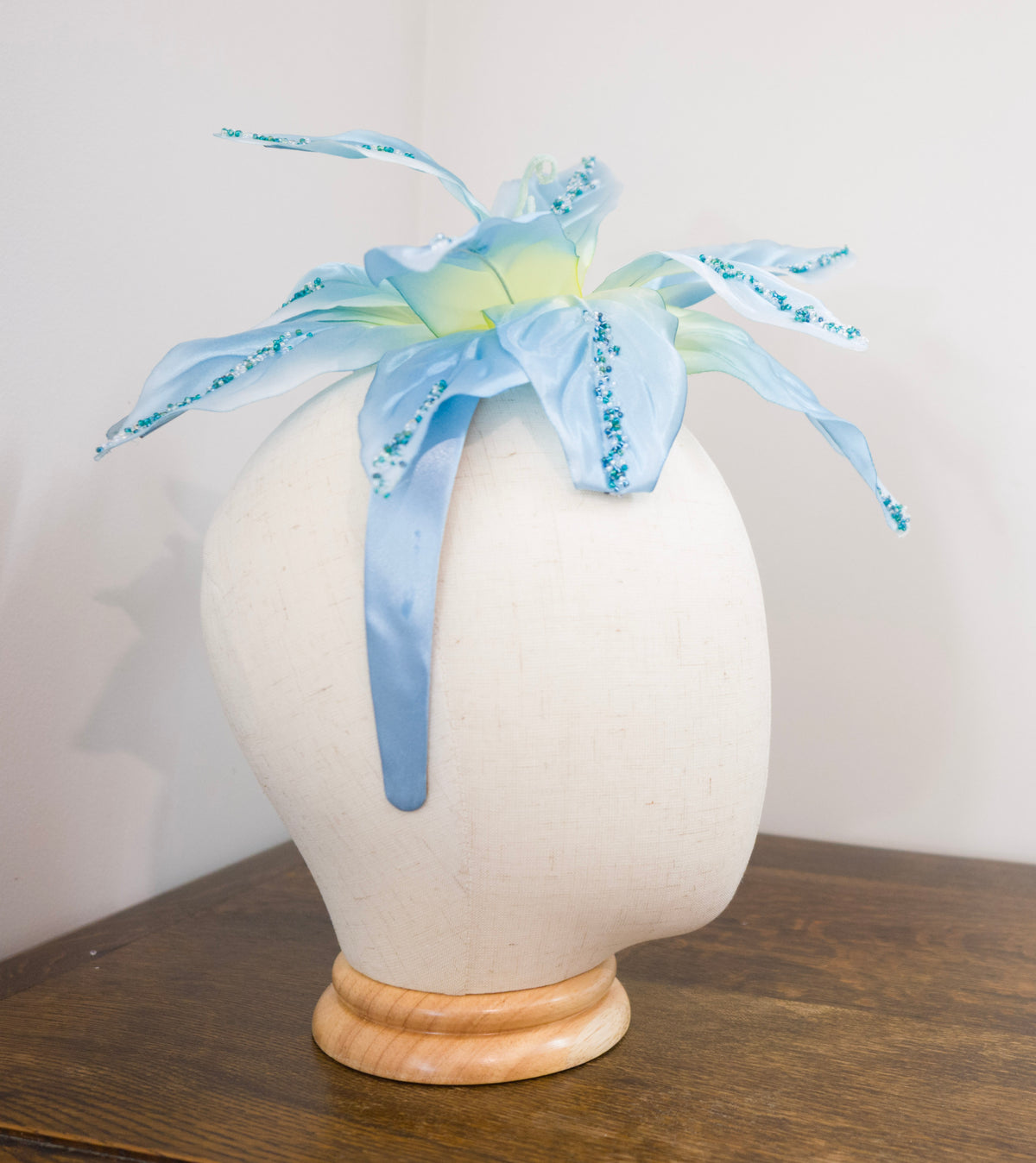 Ocean Blue – Hand-Beaded Floral Headband
