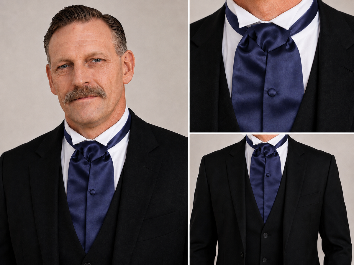 Navy Blue Satin Formal Cravat