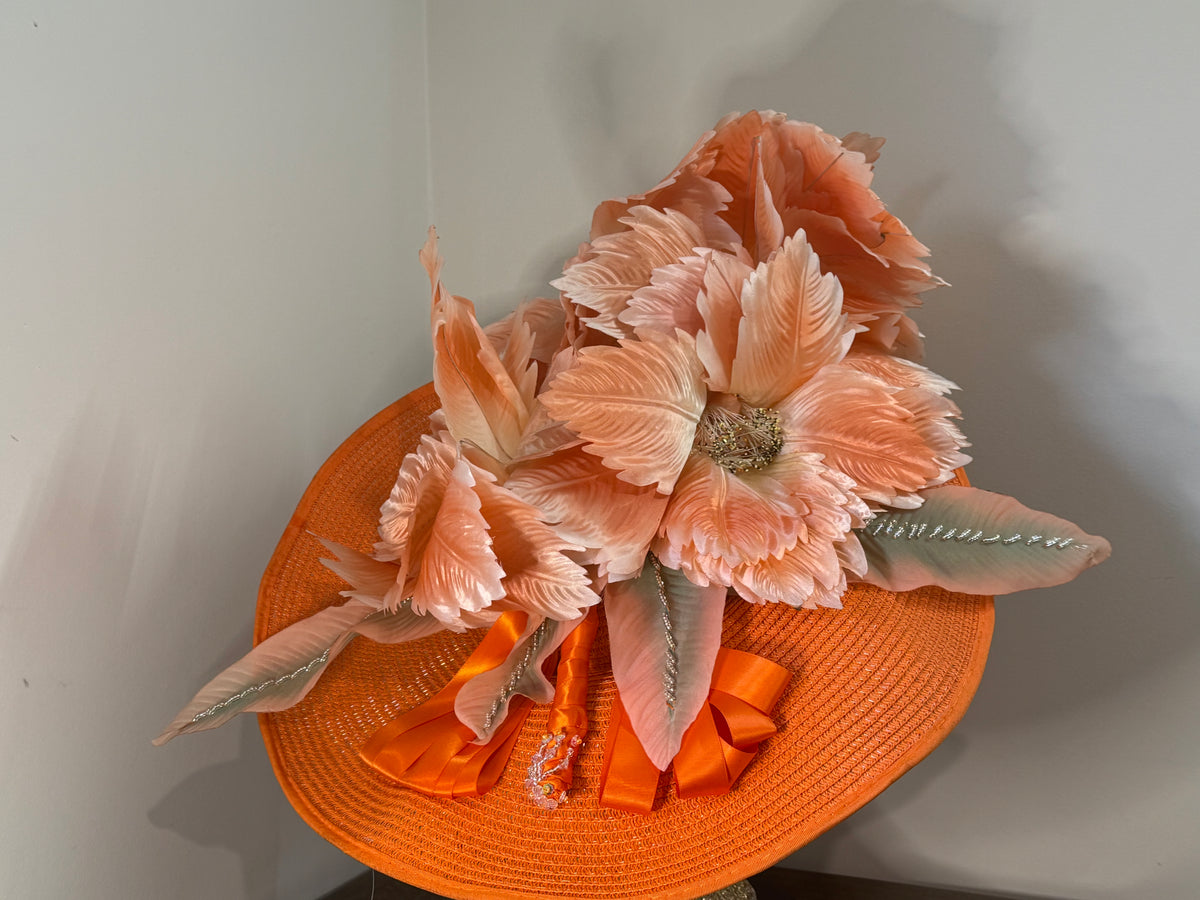 Safety Hat - orange floral hat