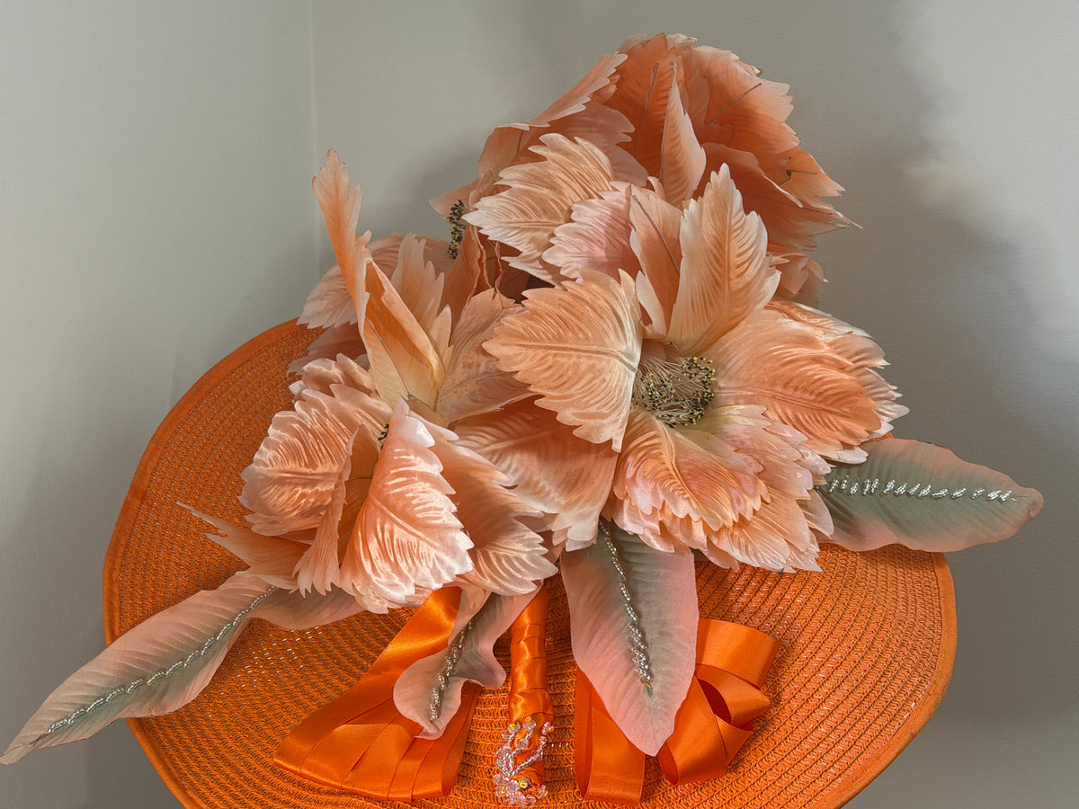 Safety Hat - orange floral hat