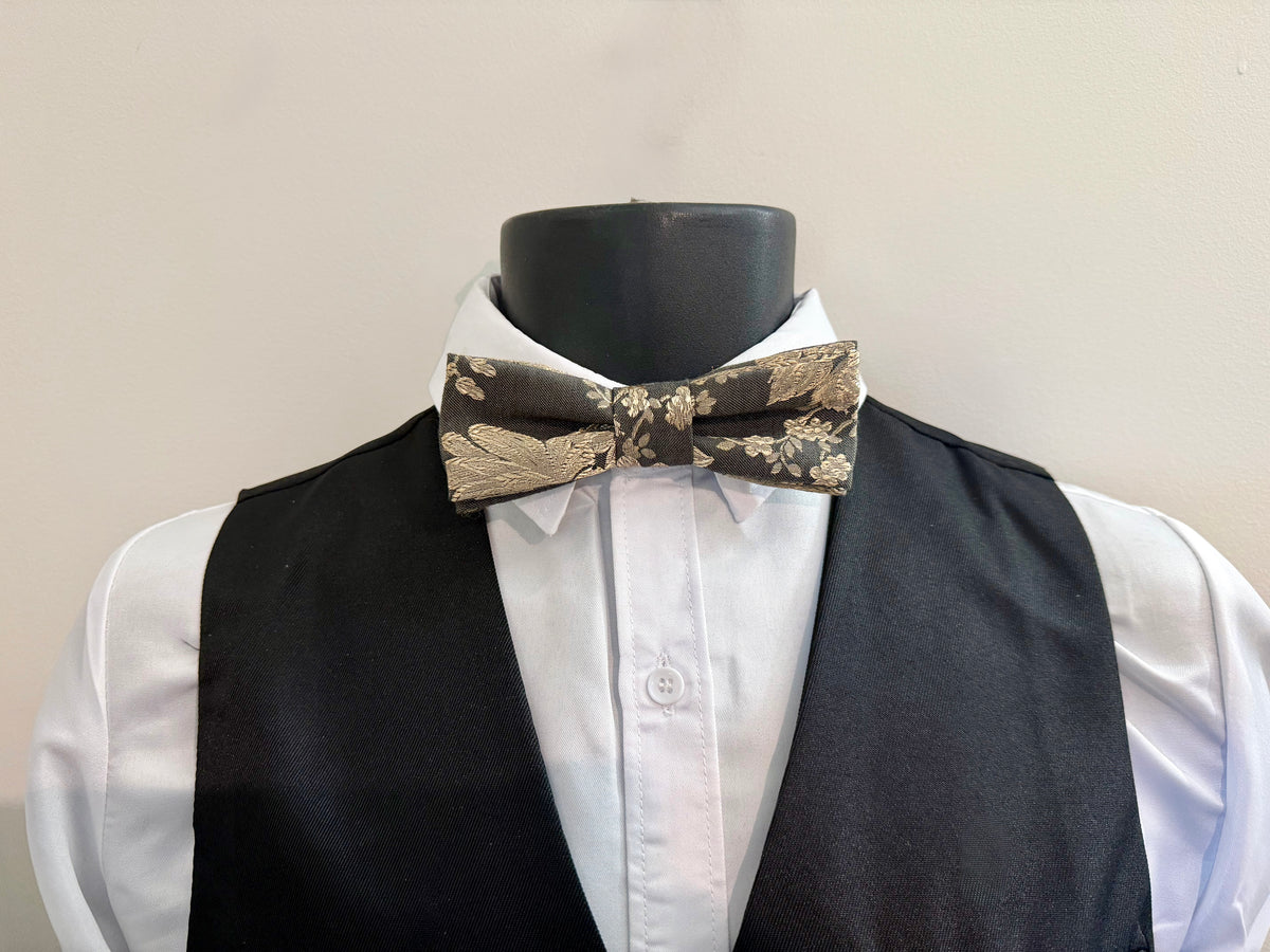 Formal Olive & Pewter Floral Bow Tie – One of a Kind