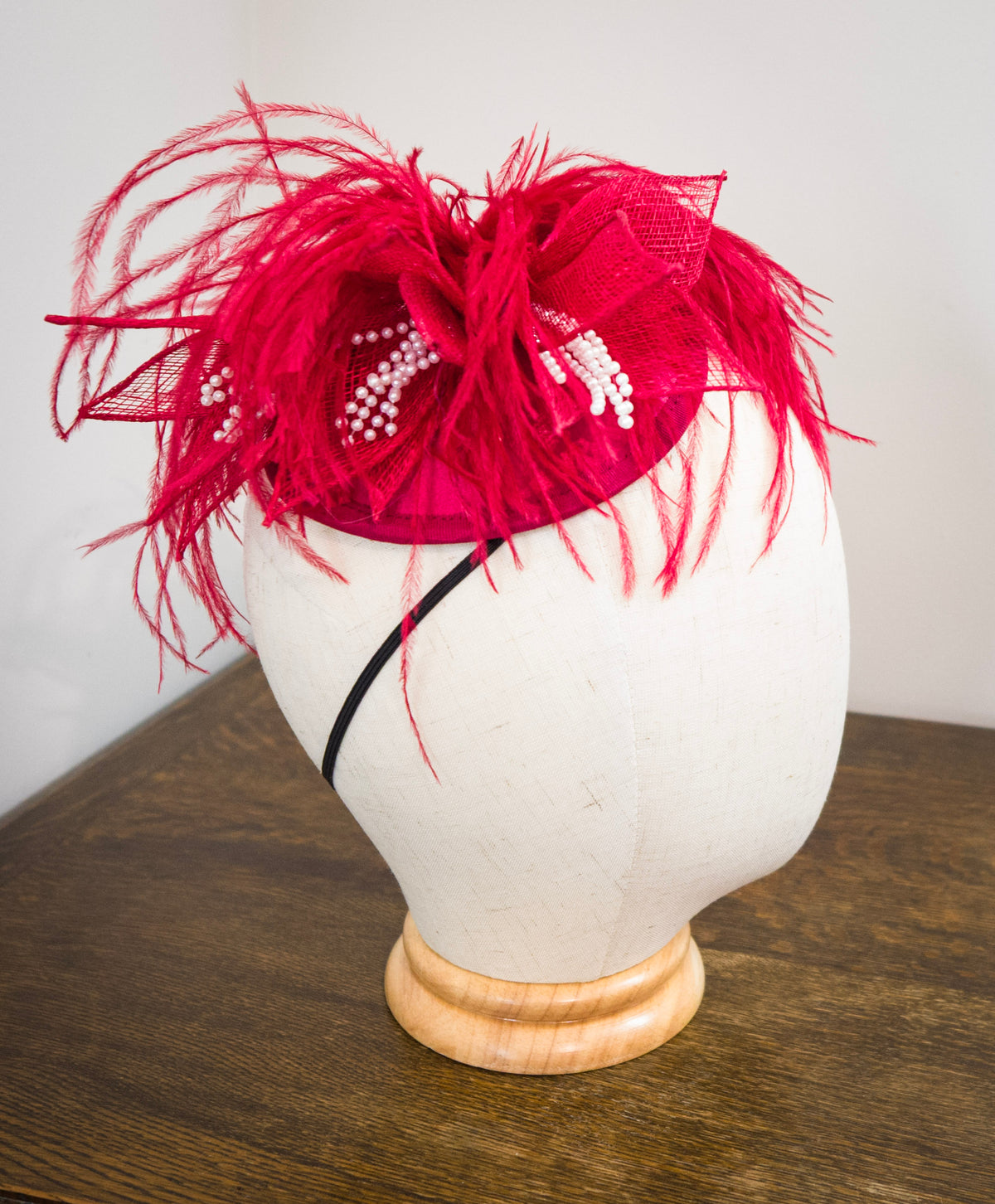 Scarlet Flight - Ostrich Feathers & Sinamay Flowers