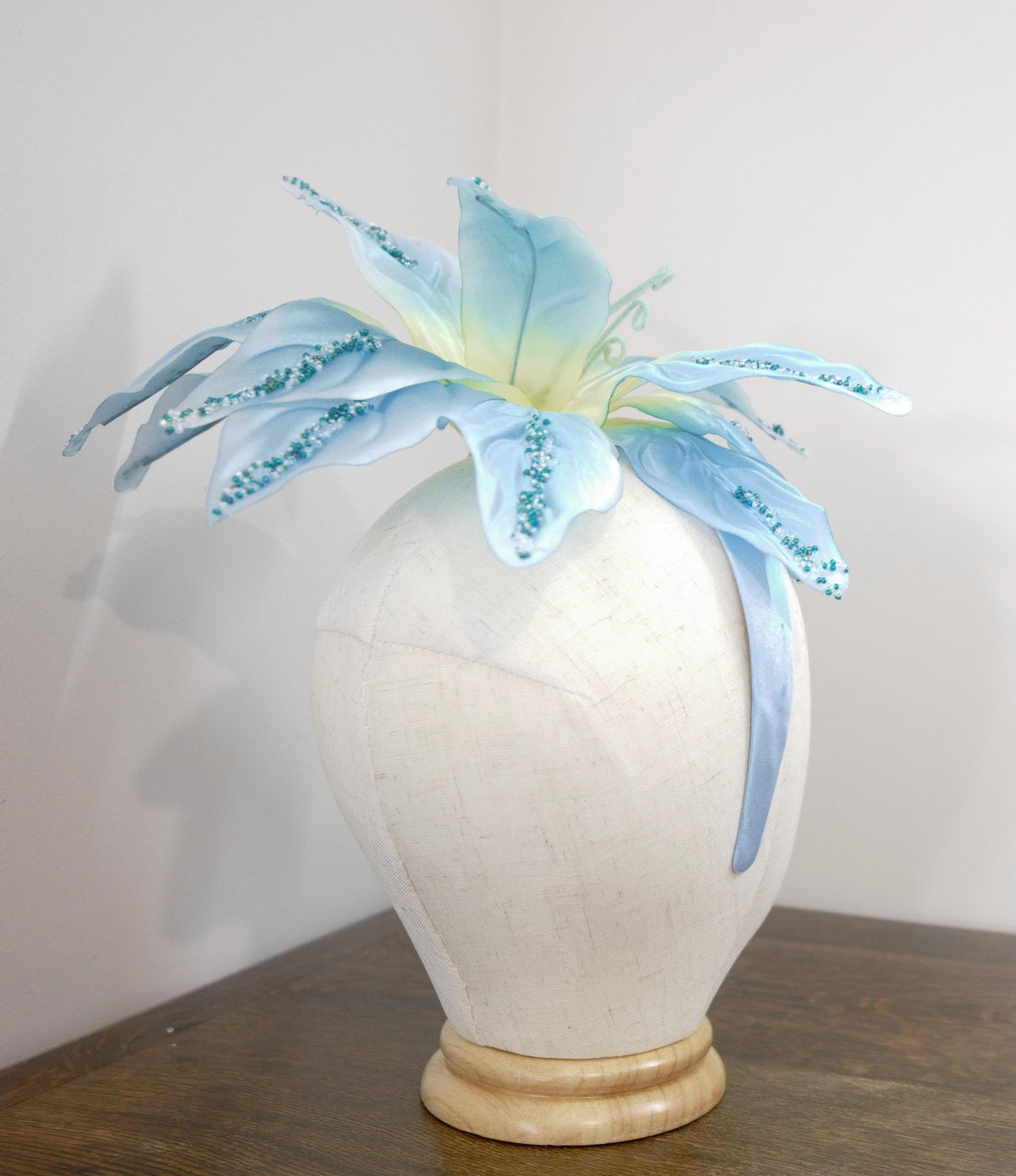 Ocean Blue – Hand-Beaded Floral Headband __etsy:8607152802
