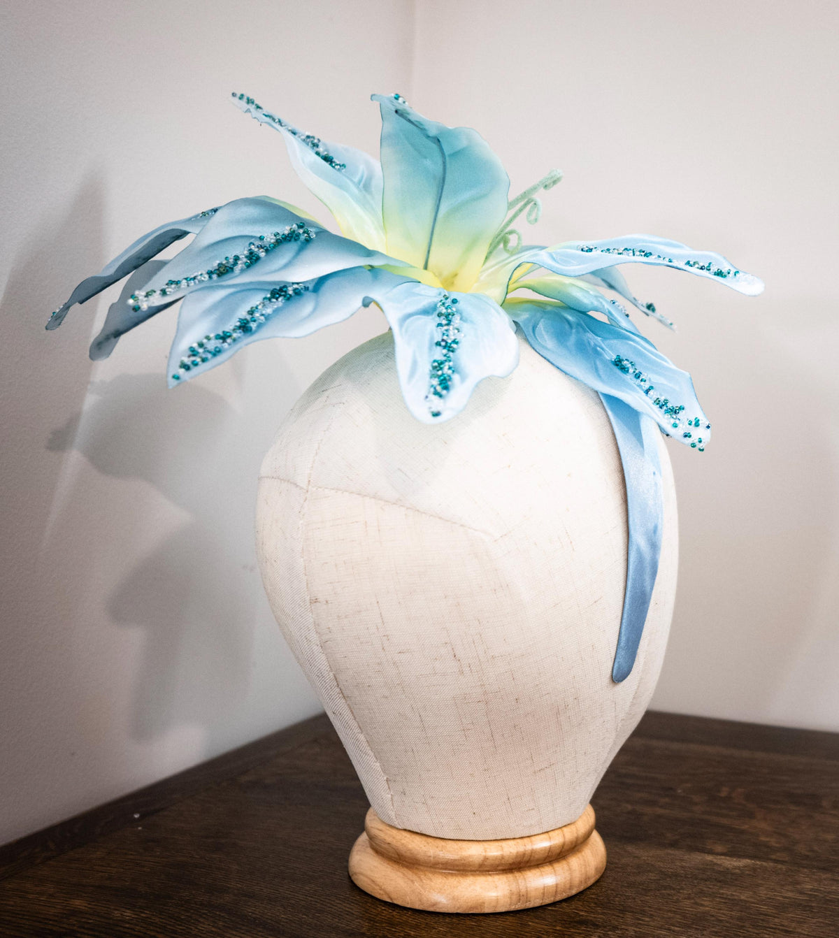 Ocean Blue – Hand-Beaded Floral Headband __etsy:8607153110