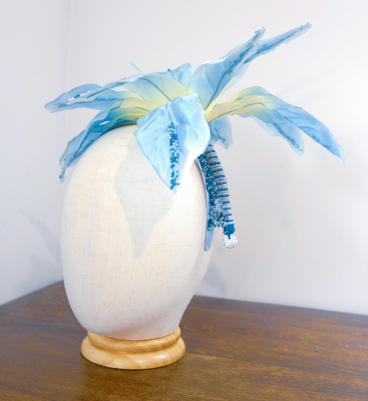 Ocean Blue – Hand-Beaded Floral Headband __etsy:8654987821