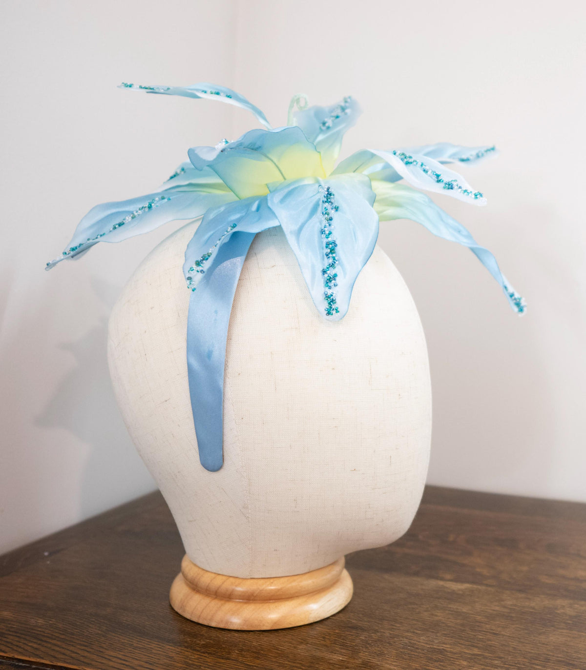 Ocean Blue – Hand-Beaded Floral Headband __etsy:8654987823